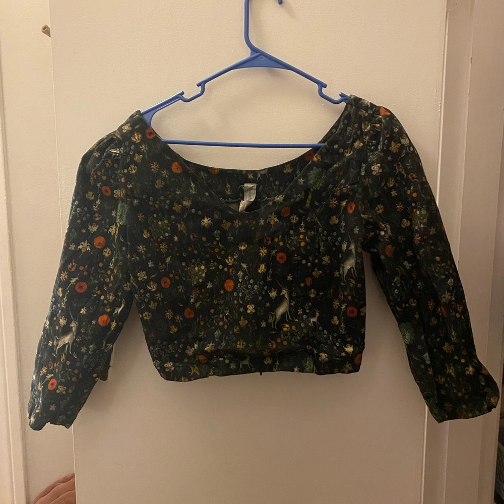 Floral Black Crop Top ~ unicorn realness